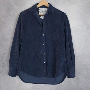 Frank & Eileen Shirt Womens XS Navy Corduroy Long Sleeve Eileen Button Up USA